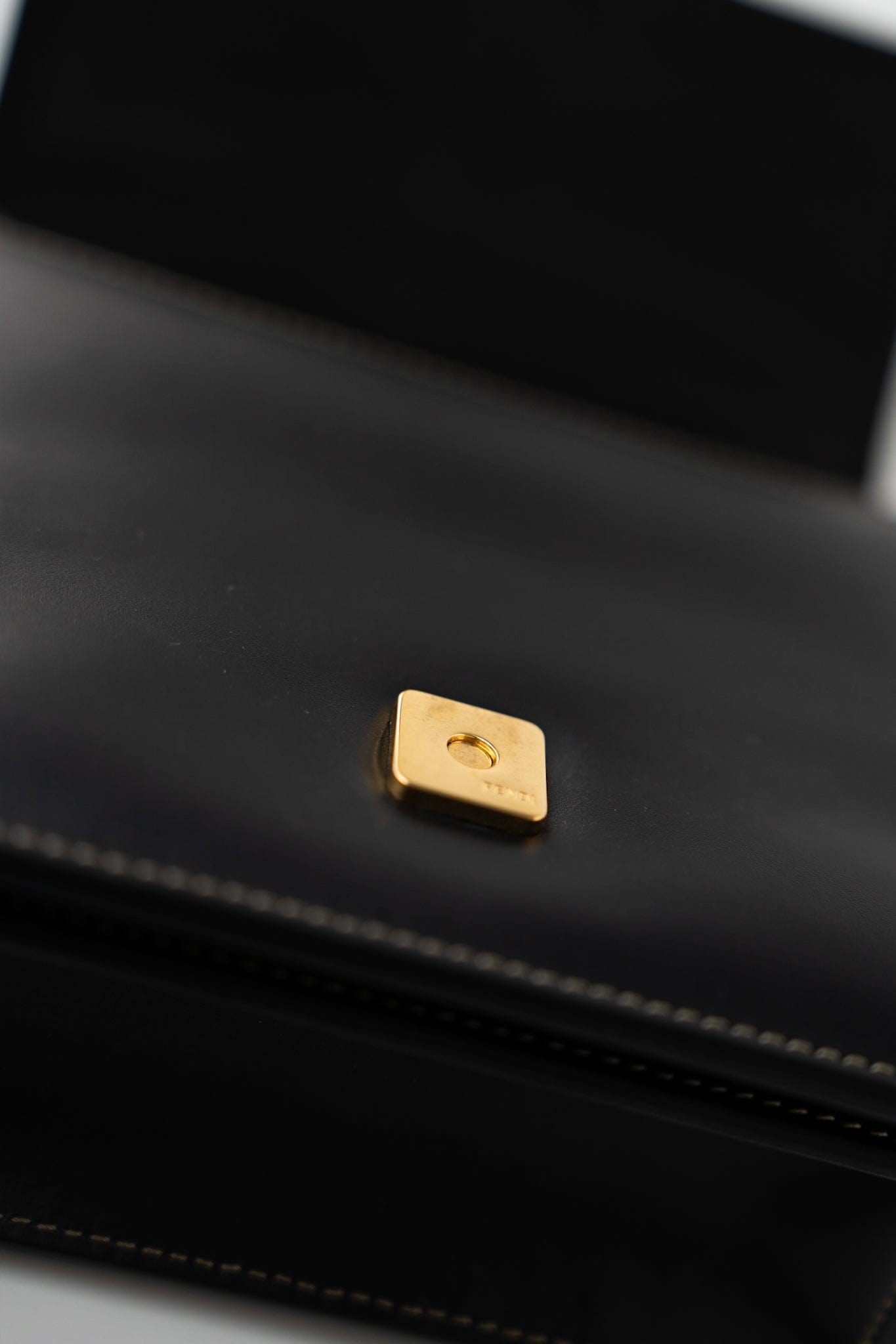 Fendi Fab Black Shoulder Bag Gold Hardware