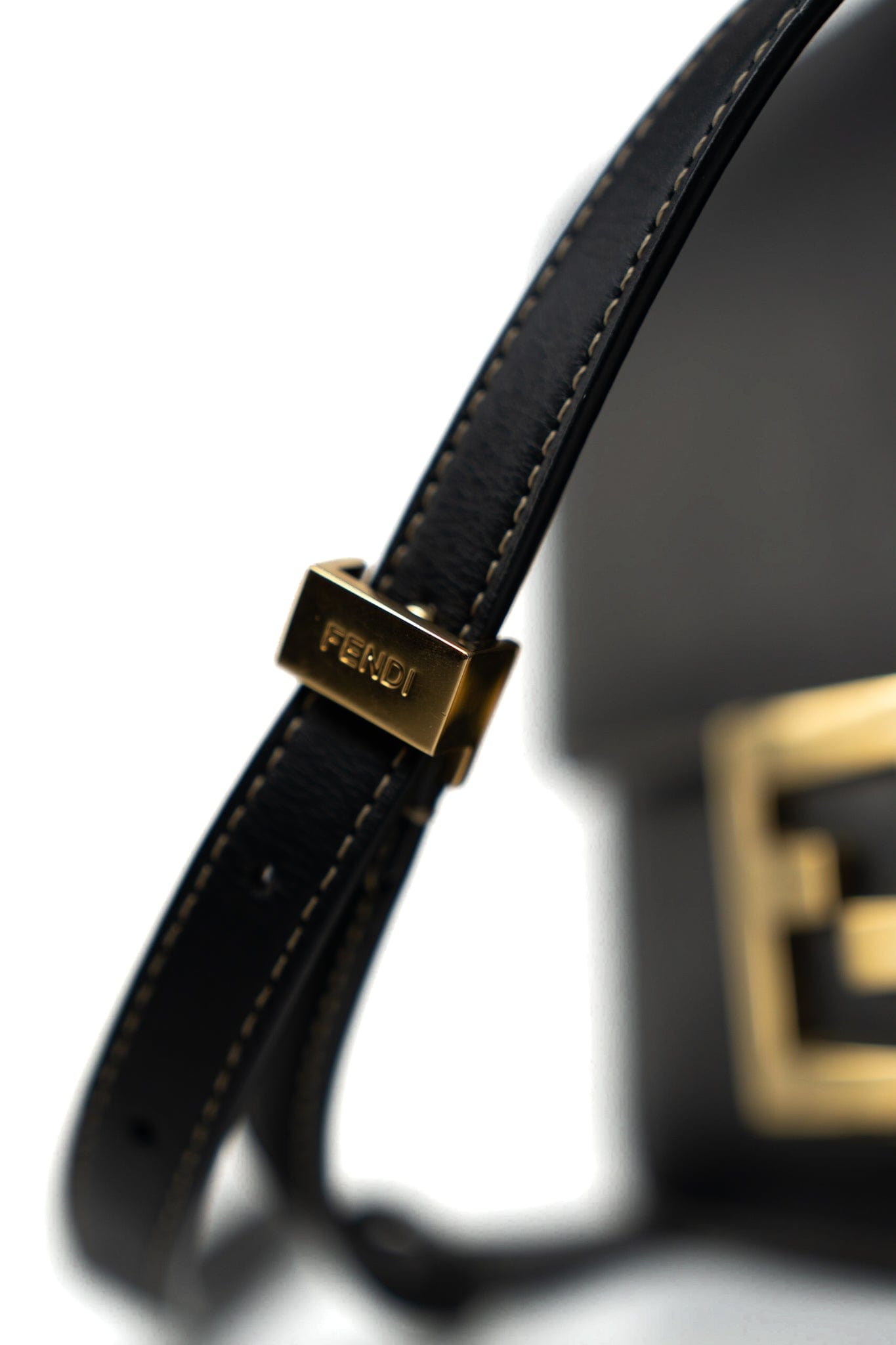 Fendi Fab Black Shoulder Bag Gold Hardware