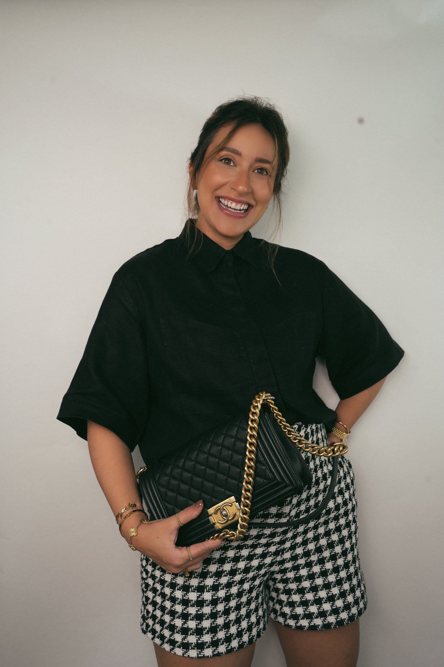 Black Caviar Quilted Old Medium Boy Bag AGHW