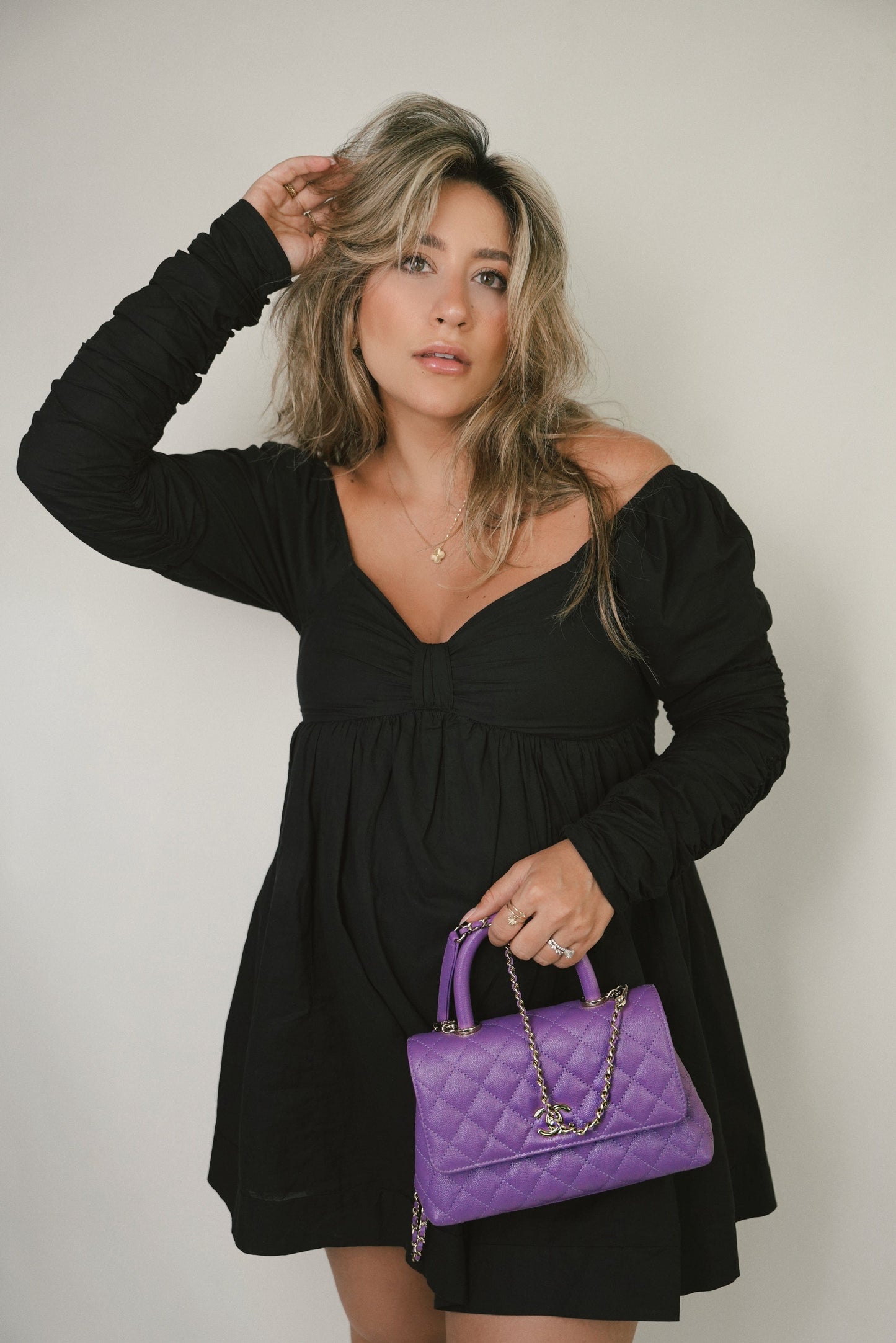 Purple Caviar Quilted Small Coco Handle LGHW