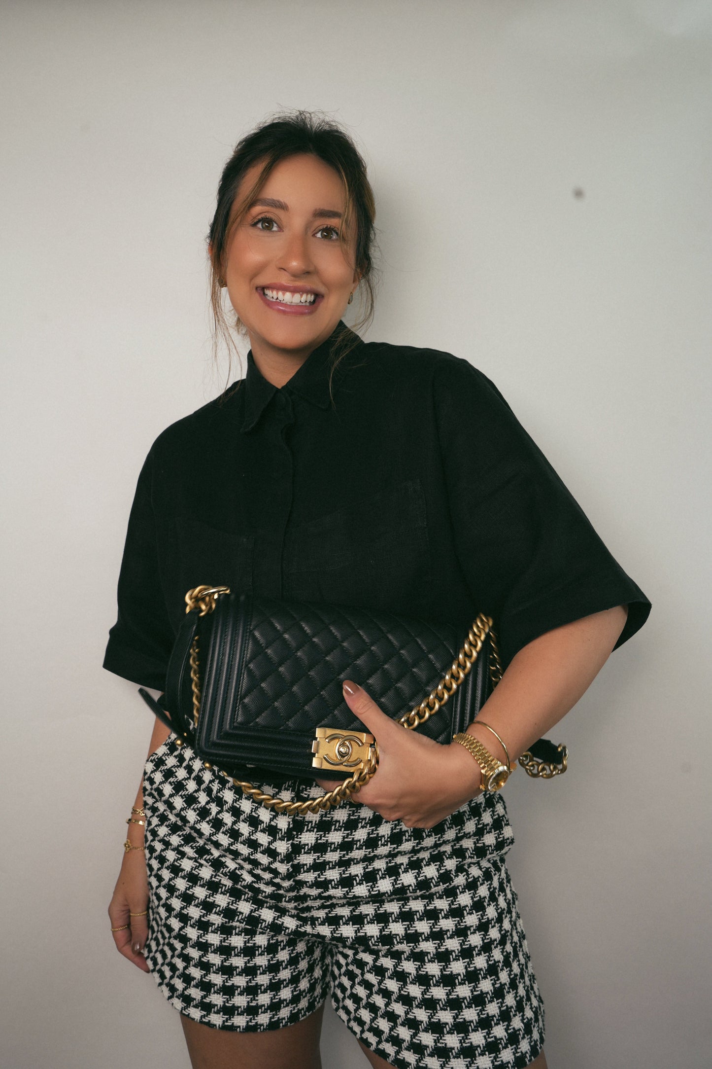 Black Caviar Quilted Old Medium Boy Bag AGHW