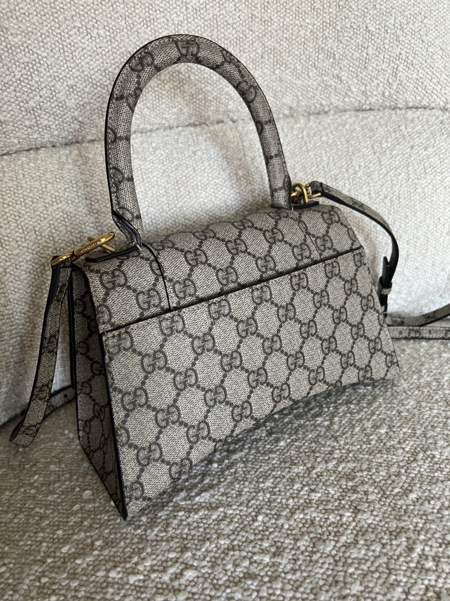 Gucci x Balenciaga The Hacker Project Small Hourglass Top Handle Bag Beige /Ebony