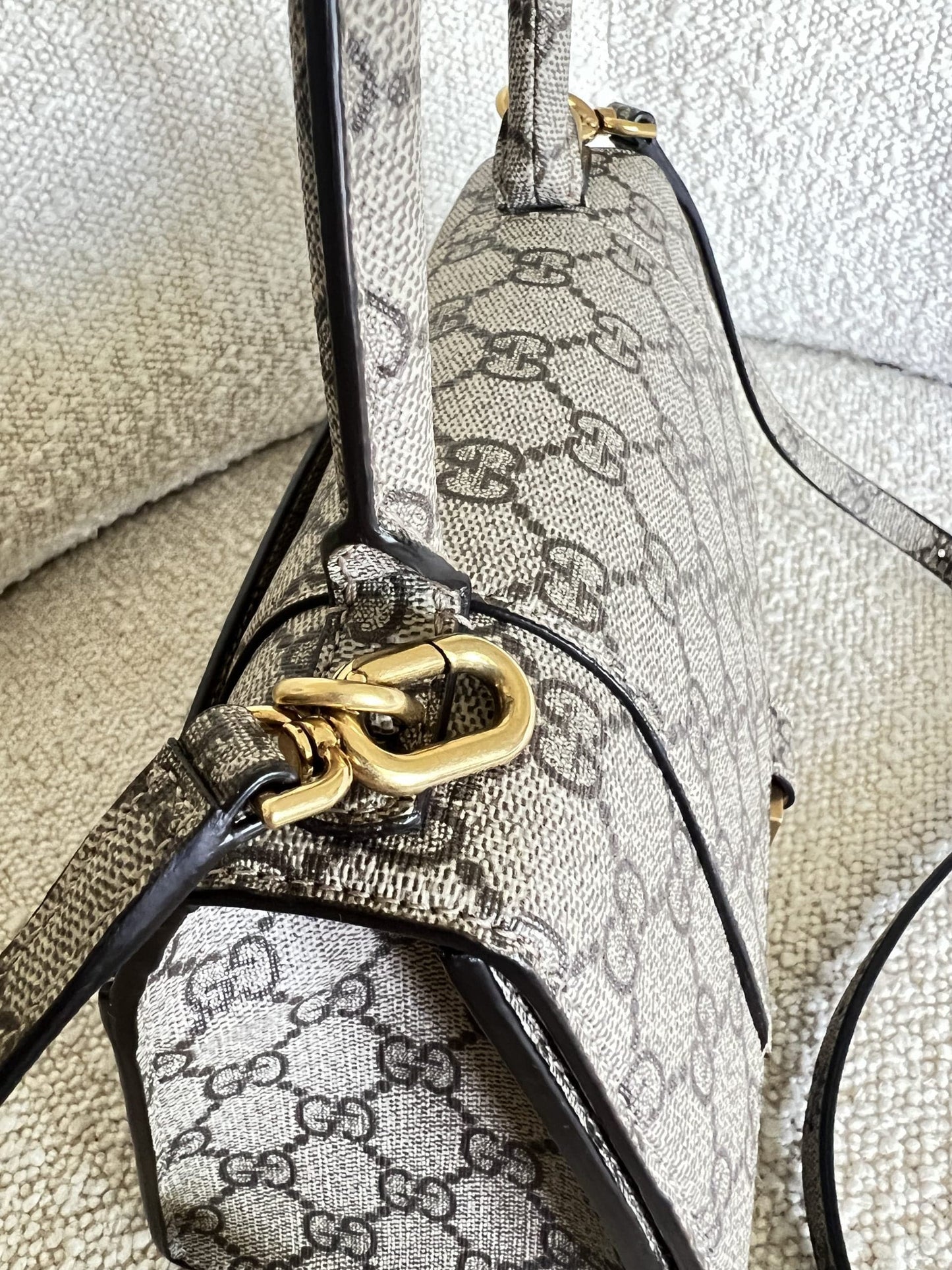 Gucci x Balenciaga The Hacker Project Small Hourglass Top Handle Bag Beige /Ebony