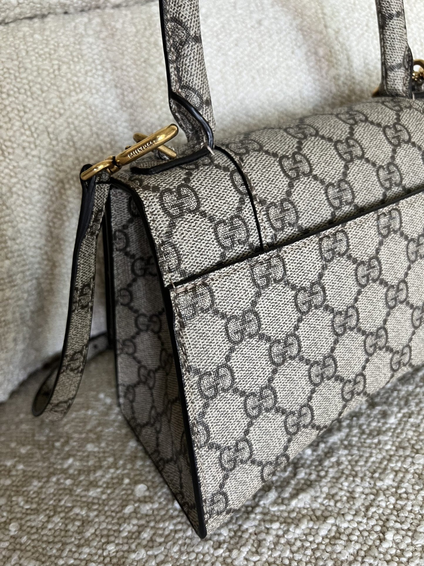 Gucci x Balenciaga The Hacker Project Small Hourglass Top Handle Bag Beige /Ebony