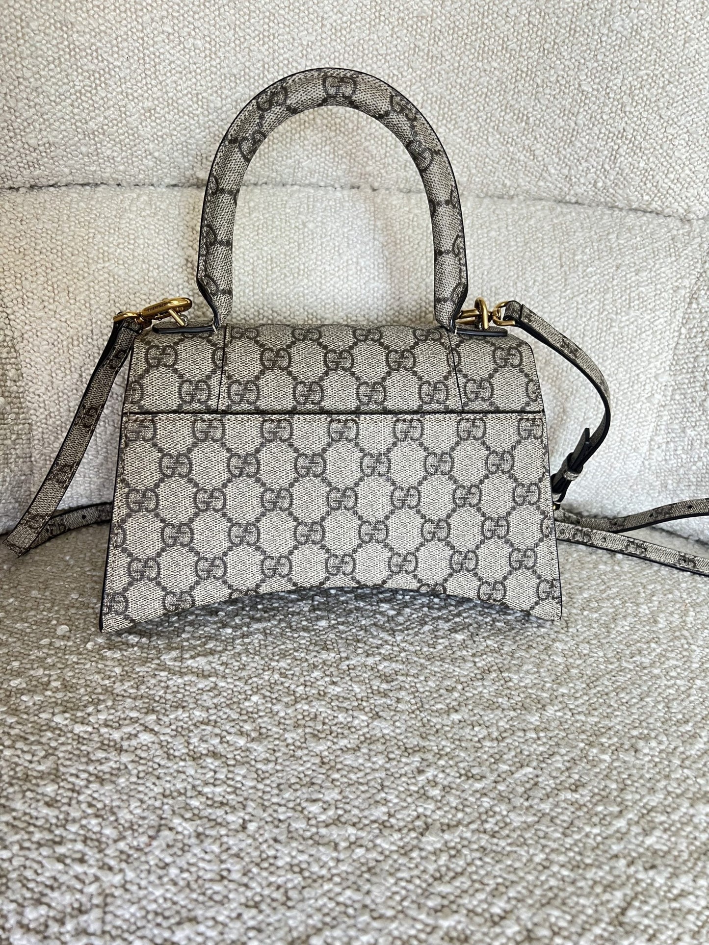 Gucci x Balenciaga The Hacker Project Small Hourglass Top Handle Bag Beige /Ebony