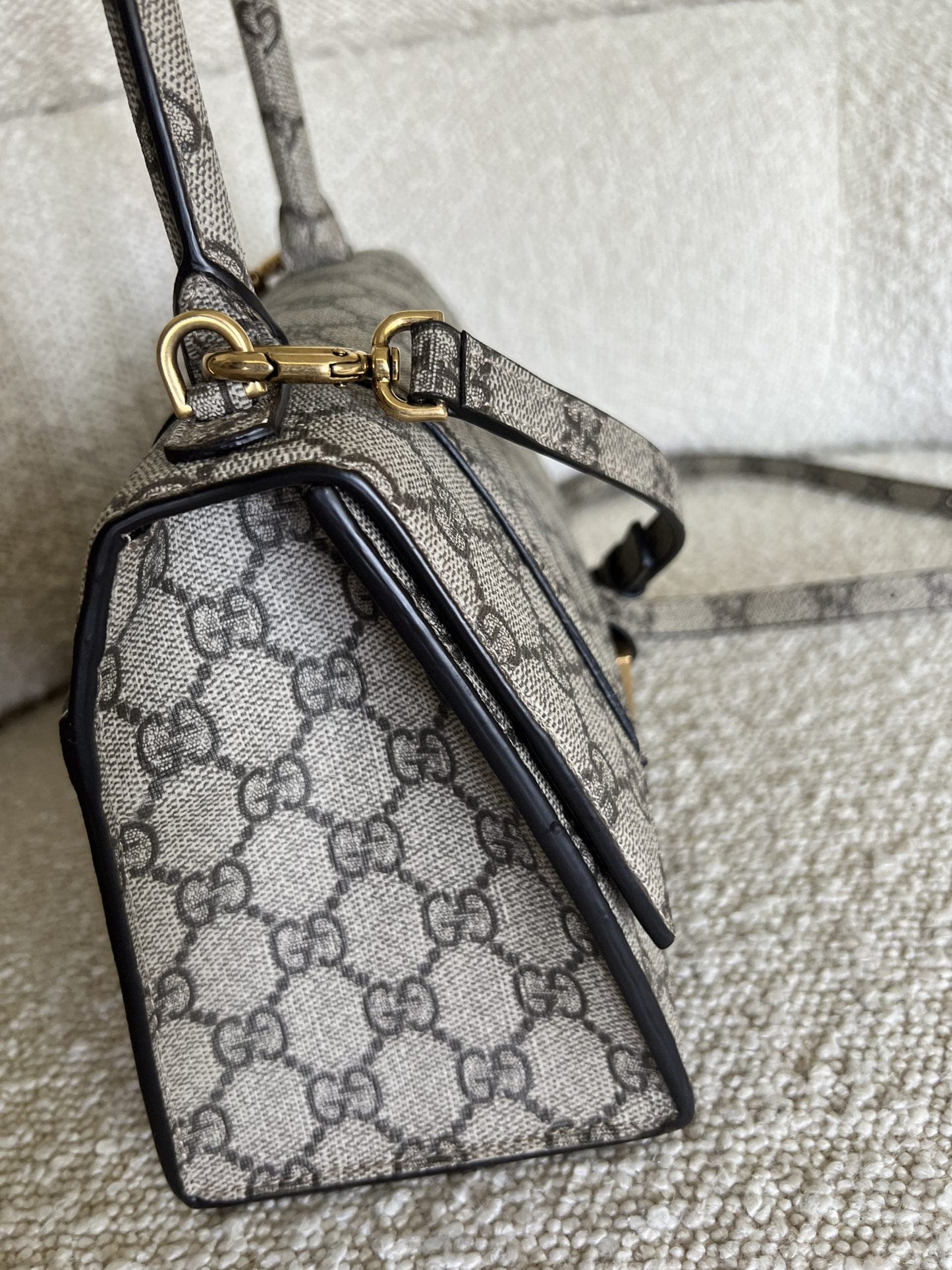 Gucci x Balenciaga The Hacker Project Small Hourglass Top Handle Bag Beige /Ebony