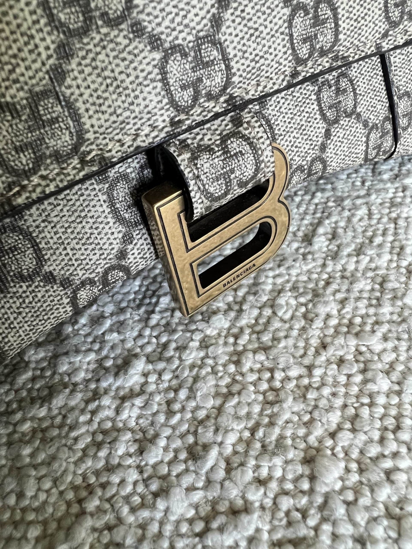 Gucci x Balenciaga The Hacker Project Small Hourglass Top Handle Bag Beige /Ebony