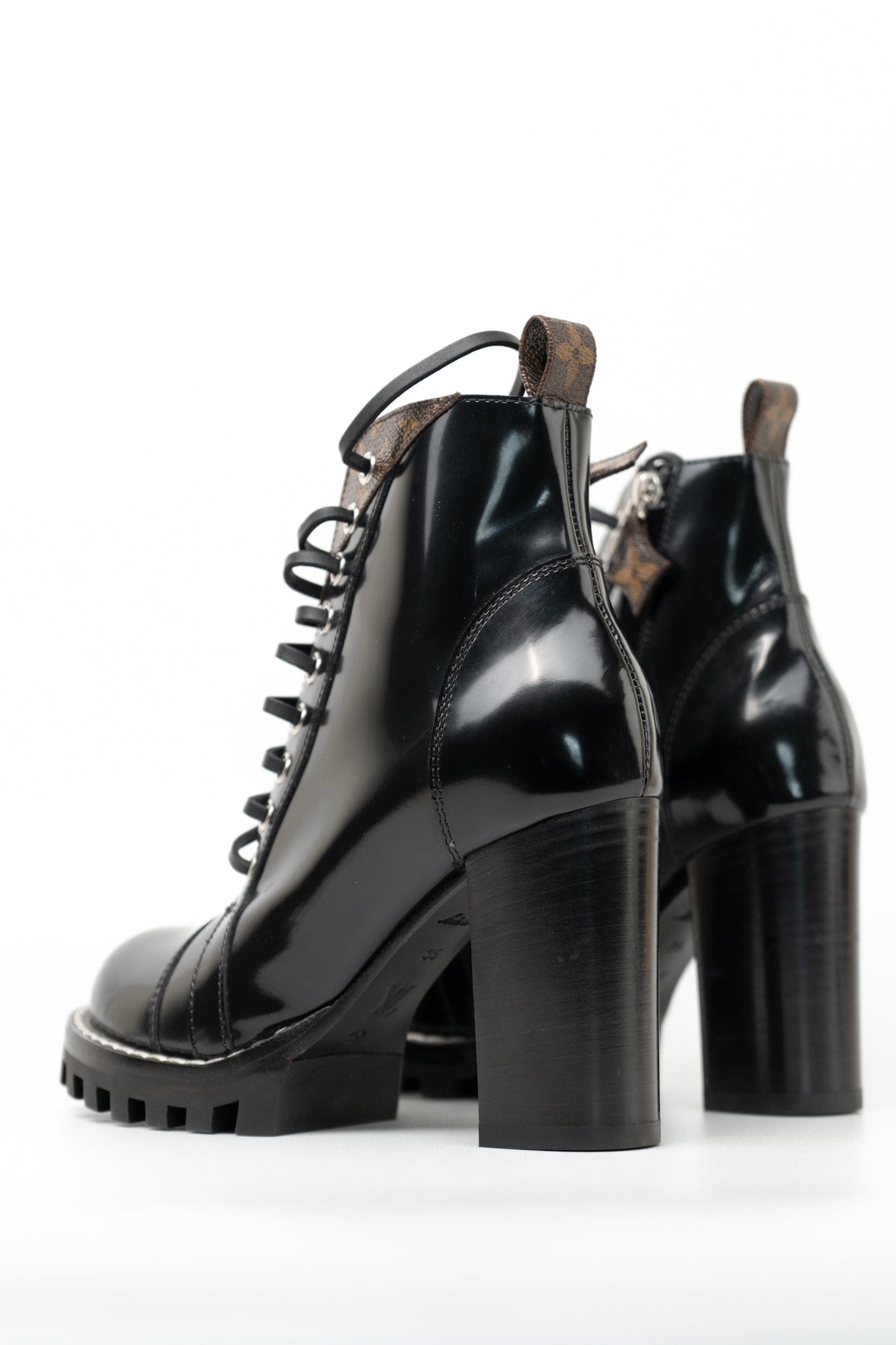 Louis Vuitton Patent Calfskin Monogram Star Trail Ankle Boots Black