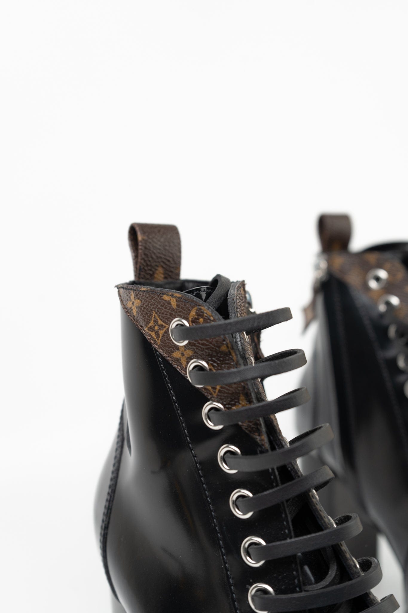 Louis Vuitton Patent Calfskin Monogram Star Trail Ankle Boots Black