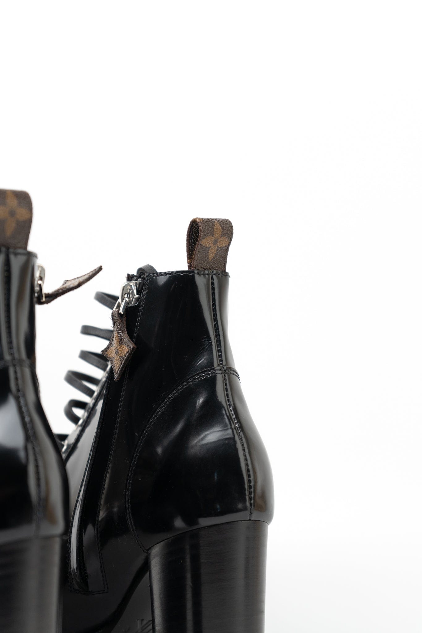 Louis Vuitton Patent Calfskin Monogram Star Trail Ankle Boots Black