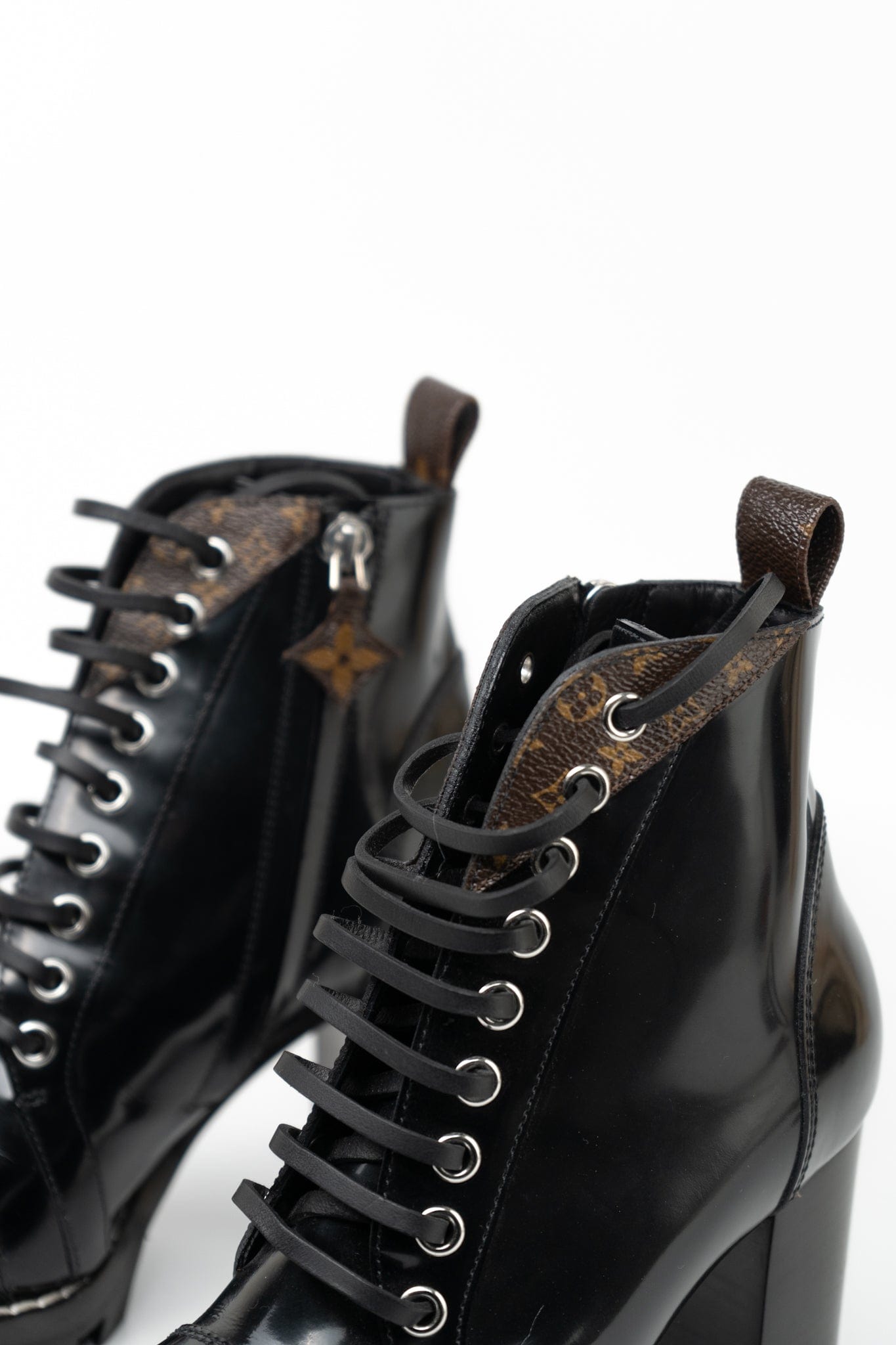 Louis Vuitton Patent Calfskin Monogram Star Trail Ankle Boots Black