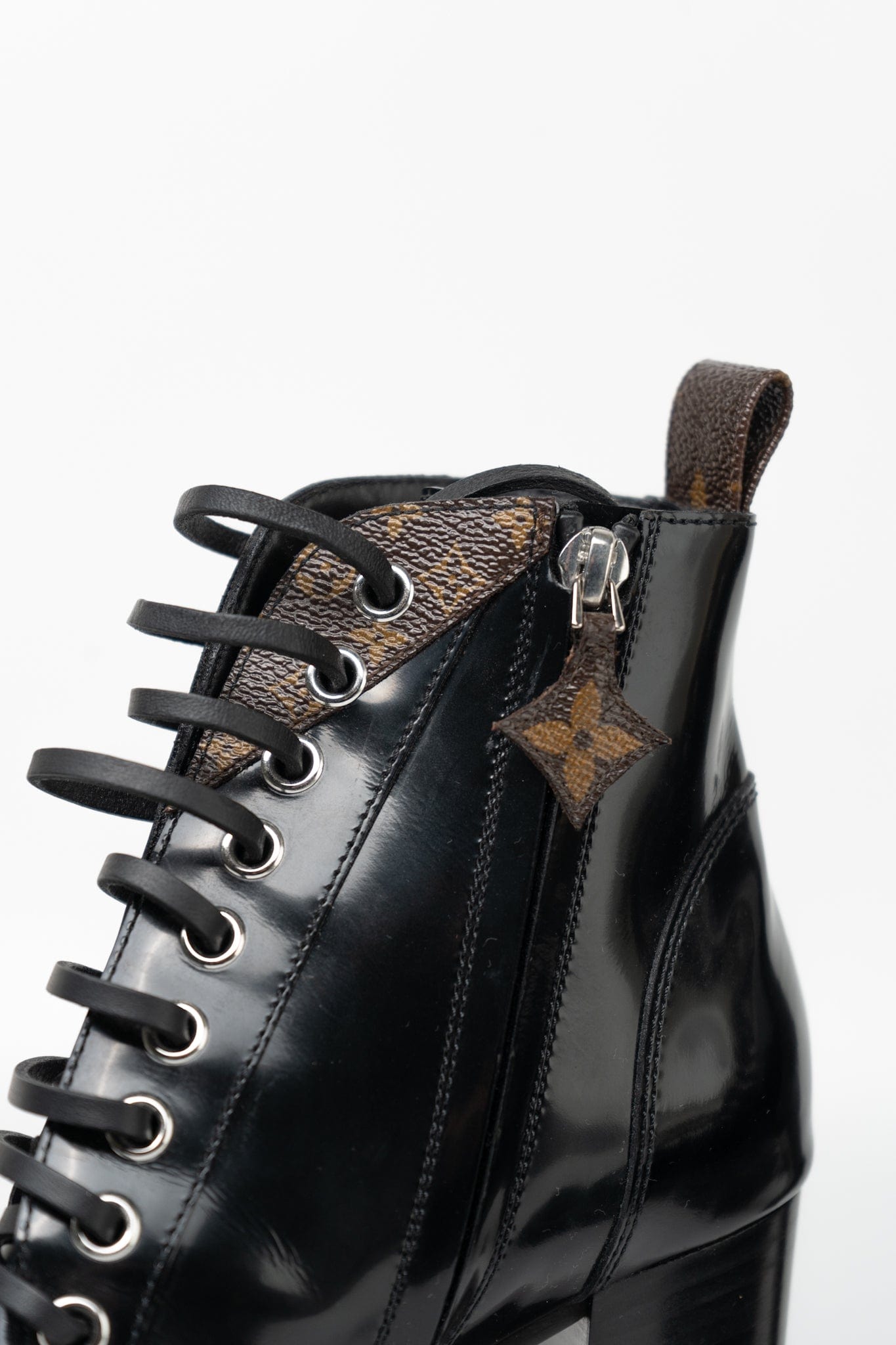 Louis Vuitton Patent Calfskin Monogram Star Trail Ankle Boots Black