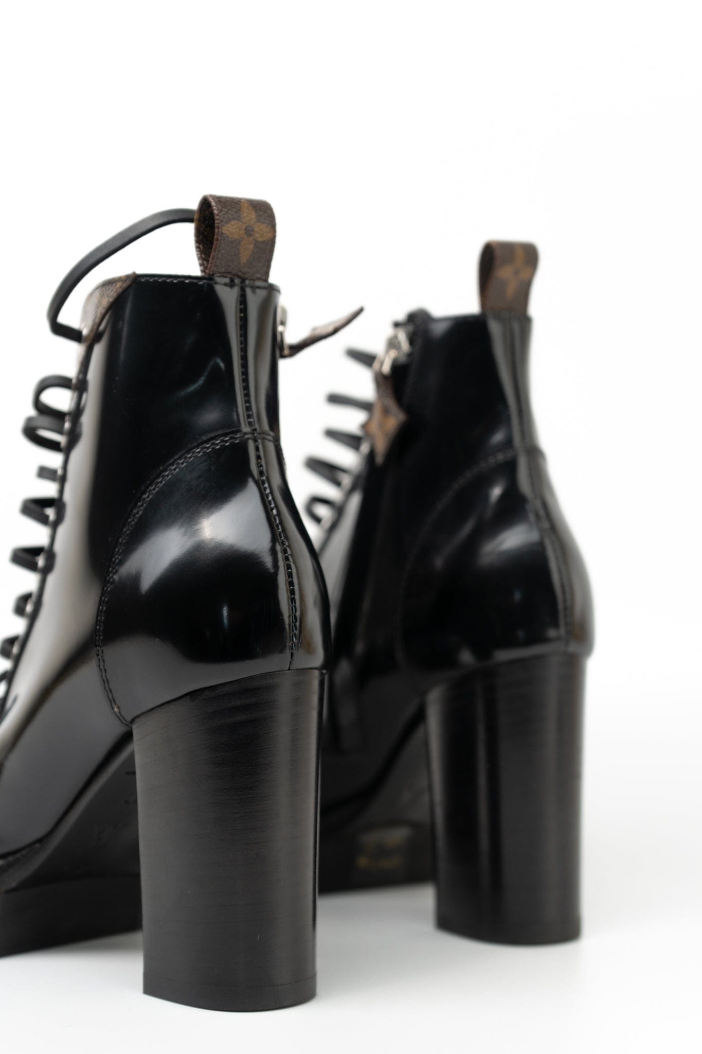 Louis Vuitton Patent Calfskin Monogram Star Trail Ankle Boots Black