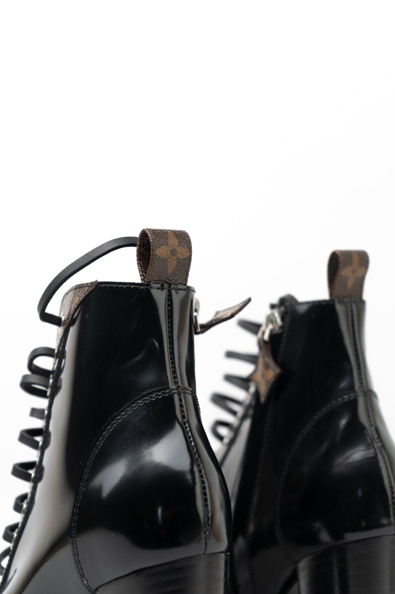 Louis Vuitton Patent Calfskin Monogram Star Trail Ankle Boots Black