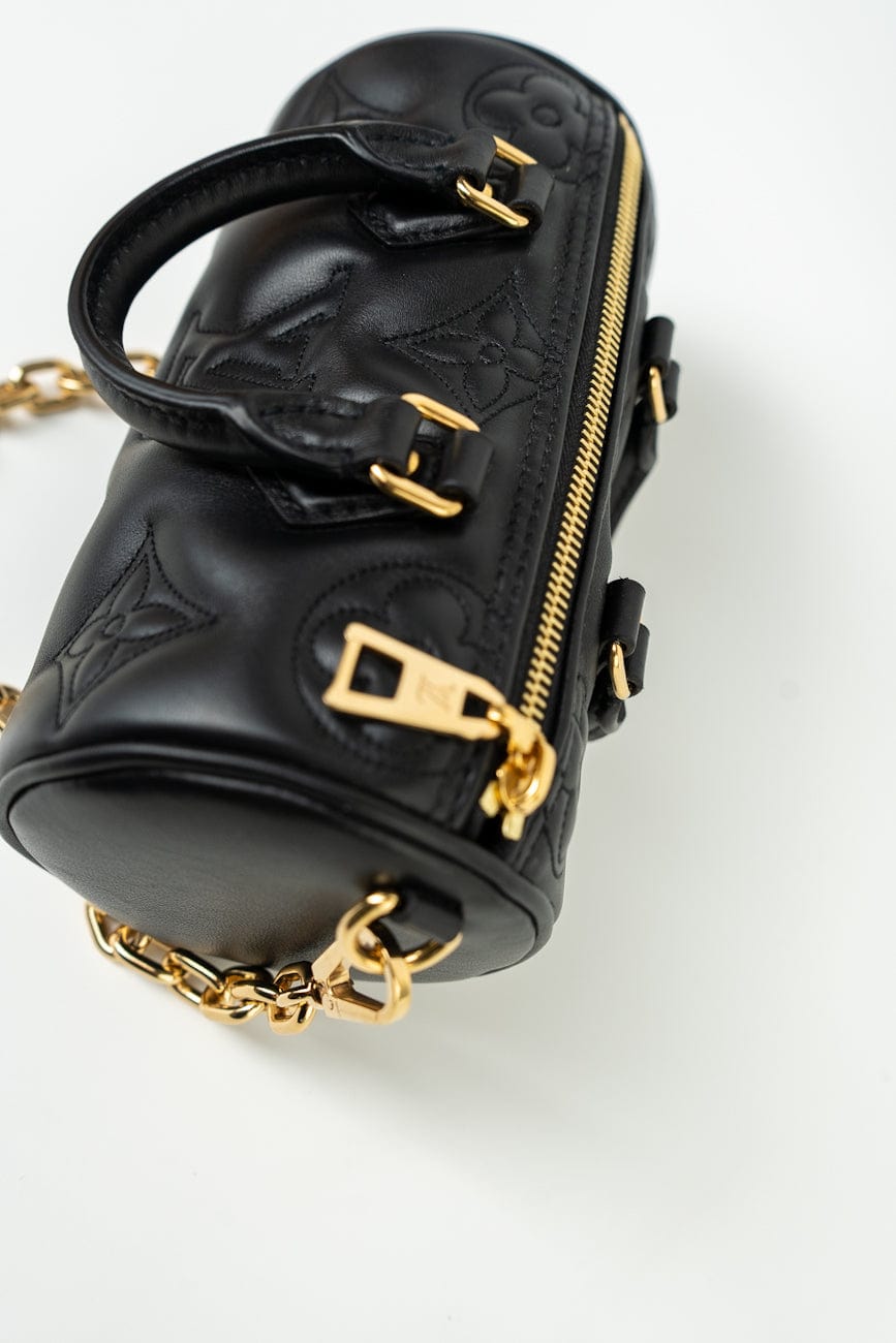 Louis Vuitton Black Monogram Calfskin Leather Papillon BB Bag