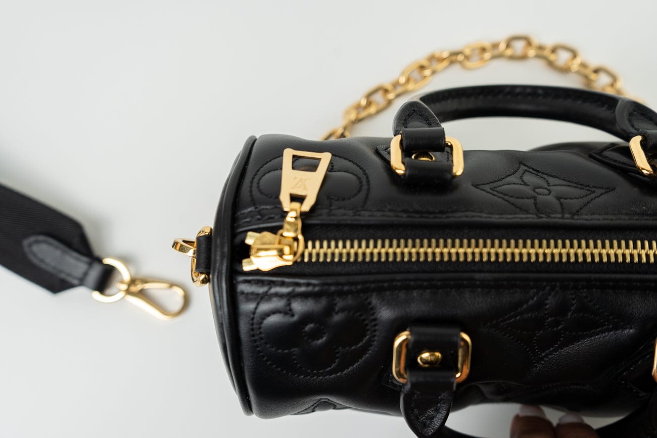 Louis Vuitton Black Monogram Calfskin Leather Papillon BB Bag