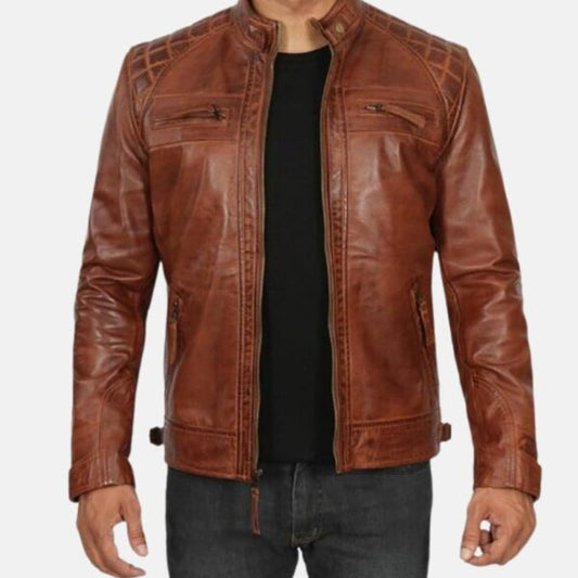 Brown Biker Mens Vintage Leather Jacket
