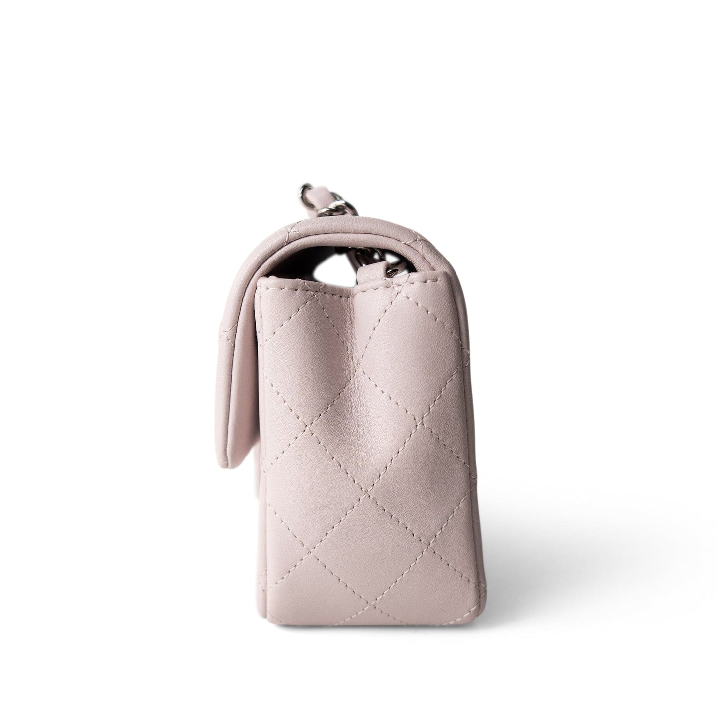 21B Lilac Lambskin Quilted Mini Rectangular Flap Silver Hardware