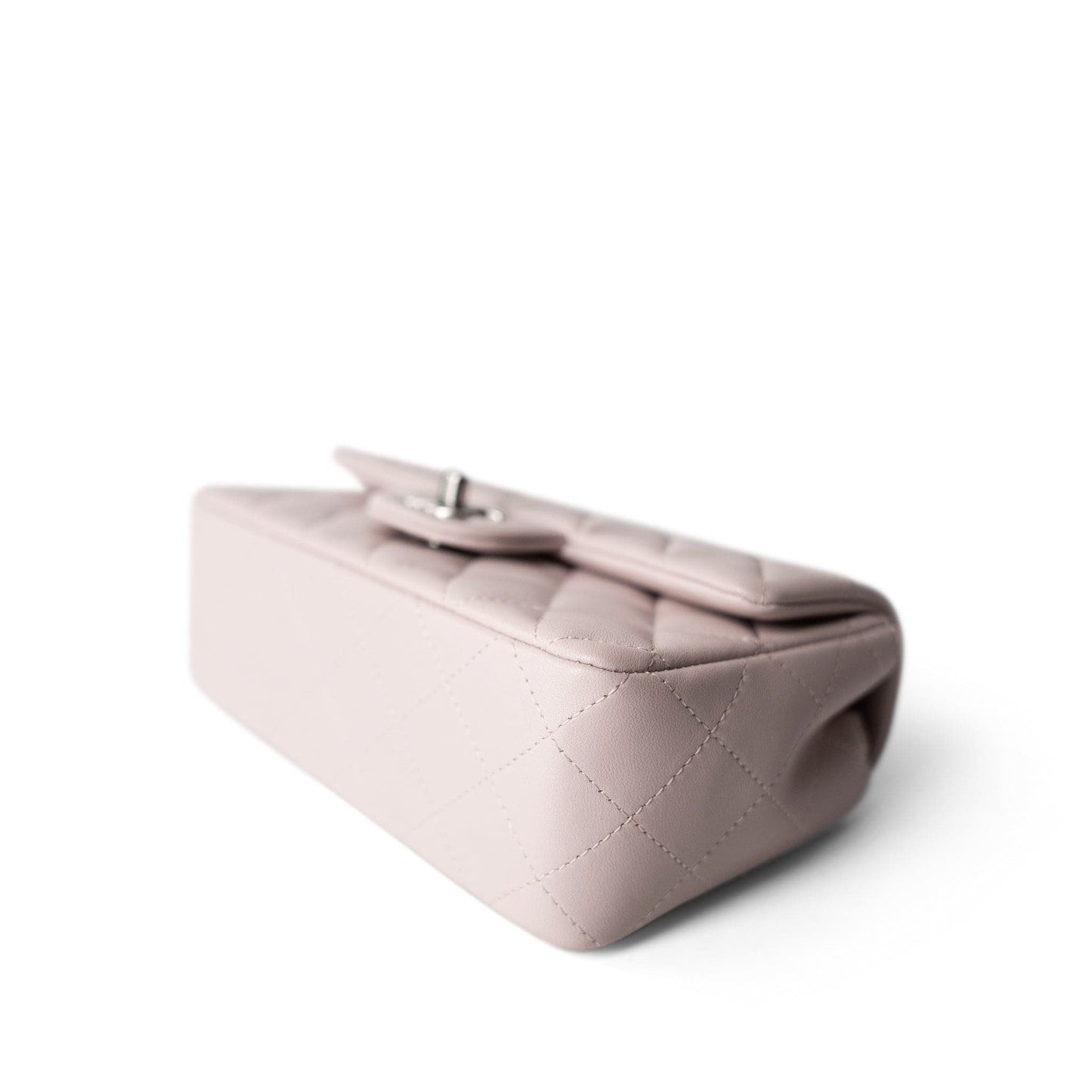 21B Lilac Lambskin Quilted Mini Rectangular Flap Silver Hardware