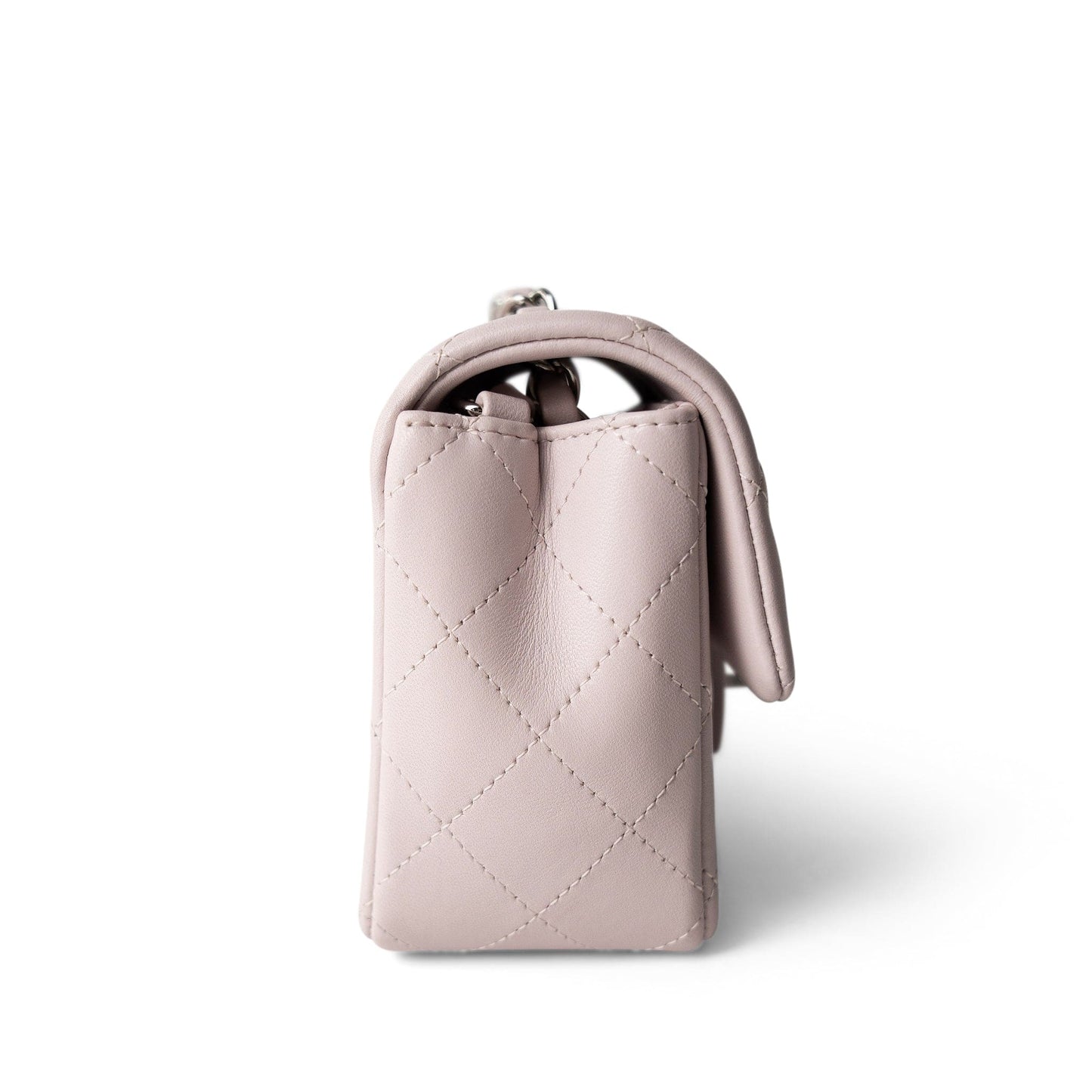 21B Lilac Lambskin Quilted Mini Rectangular Flap Silver Hardware