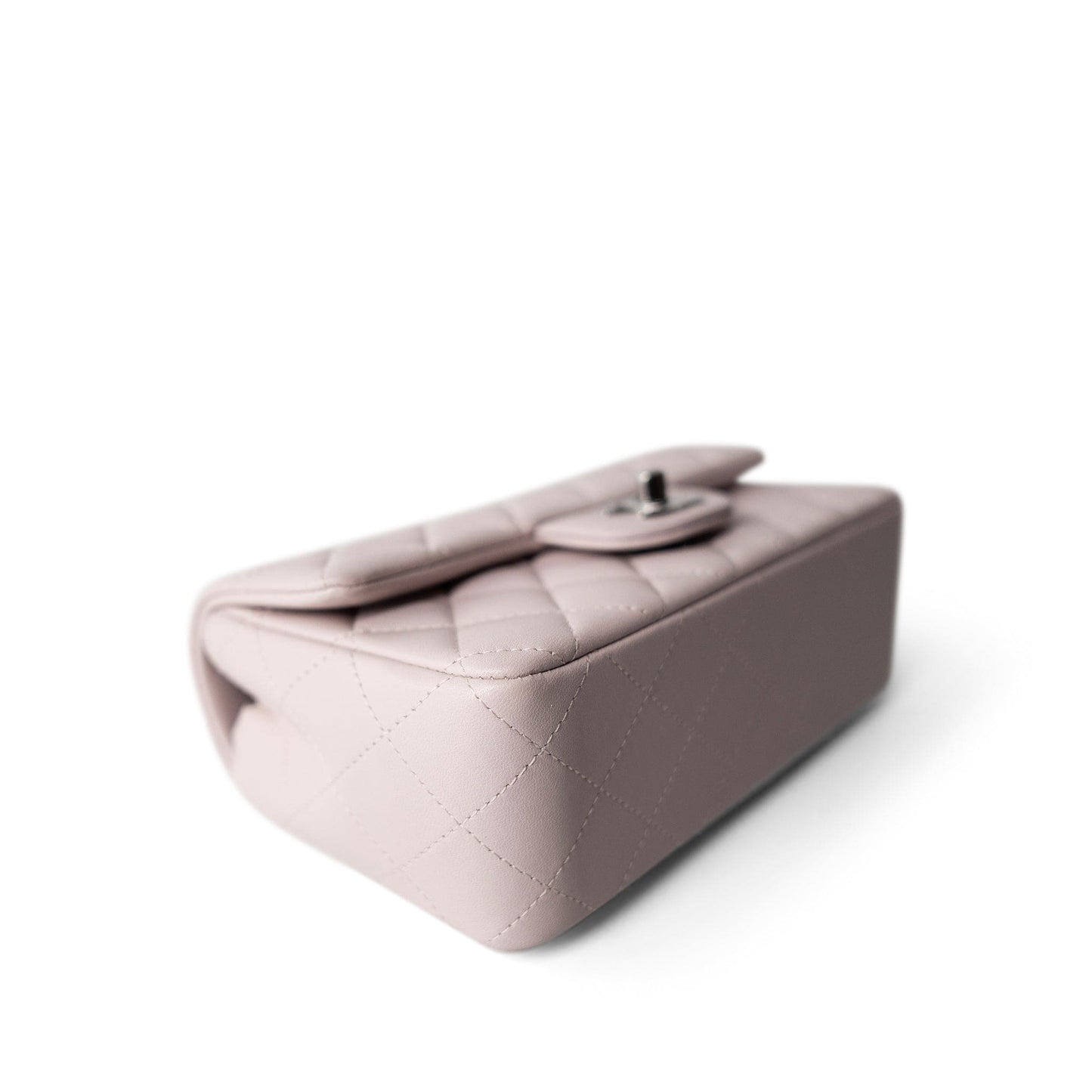 21B Lilac Lambskin Quilted Mini Rectangular Flap Silver Hardware