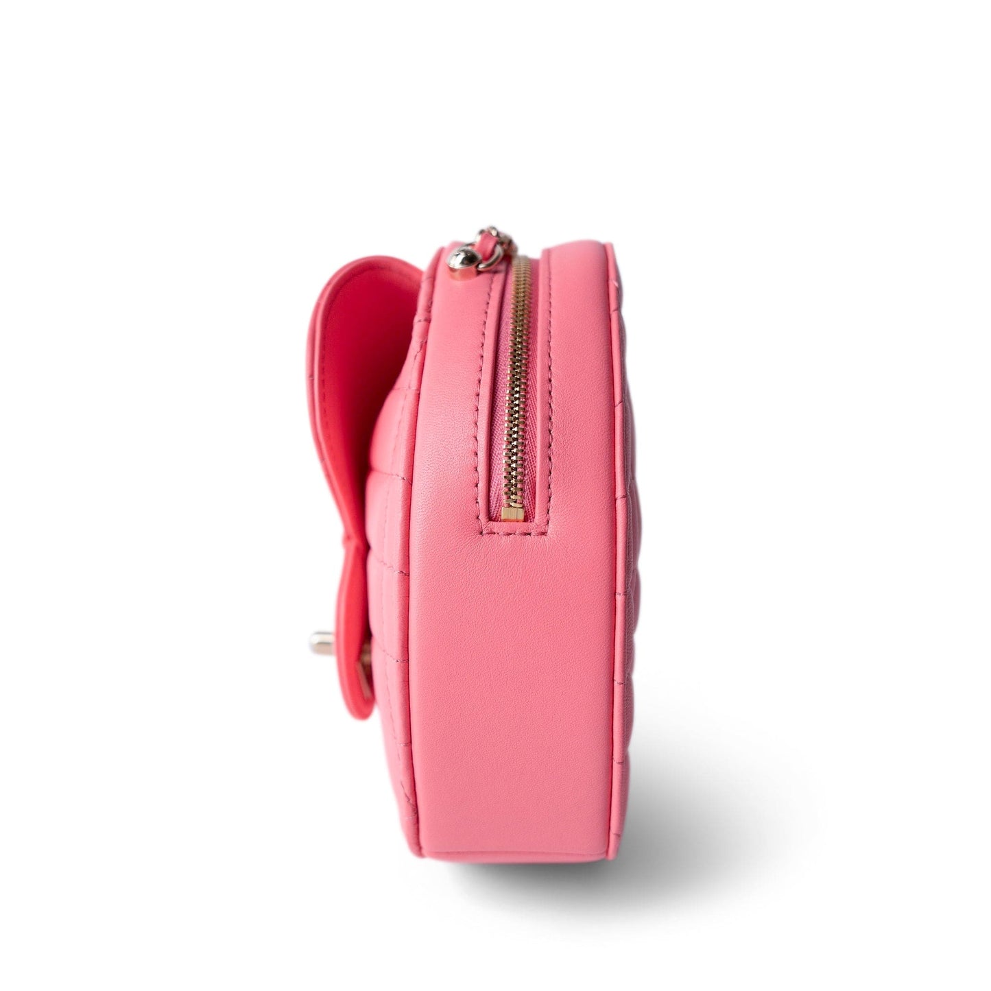 22S Pink Lambskin Quilted Large Heart Bag Light Gold Hardware