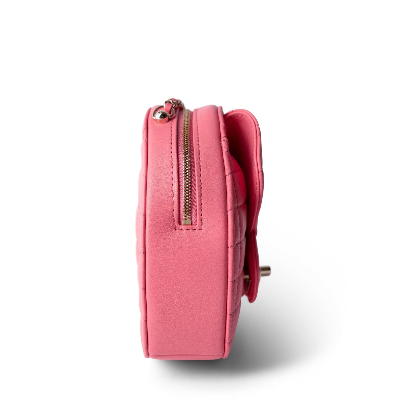 22S Pink Lambskin Quilted Large Heart Bag Light Gold Hardware