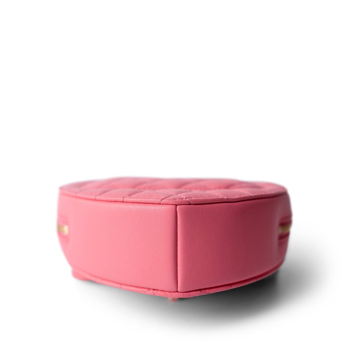 22S Pink Lambskin Quilted Large Heart Bag Light Gold Hardware