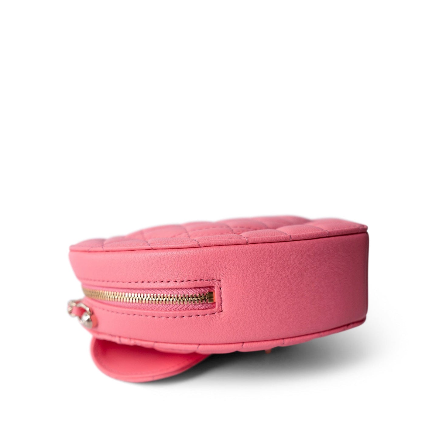 22S Pink Lambskin Quilted Large Heart Bag Light Gold Hardware