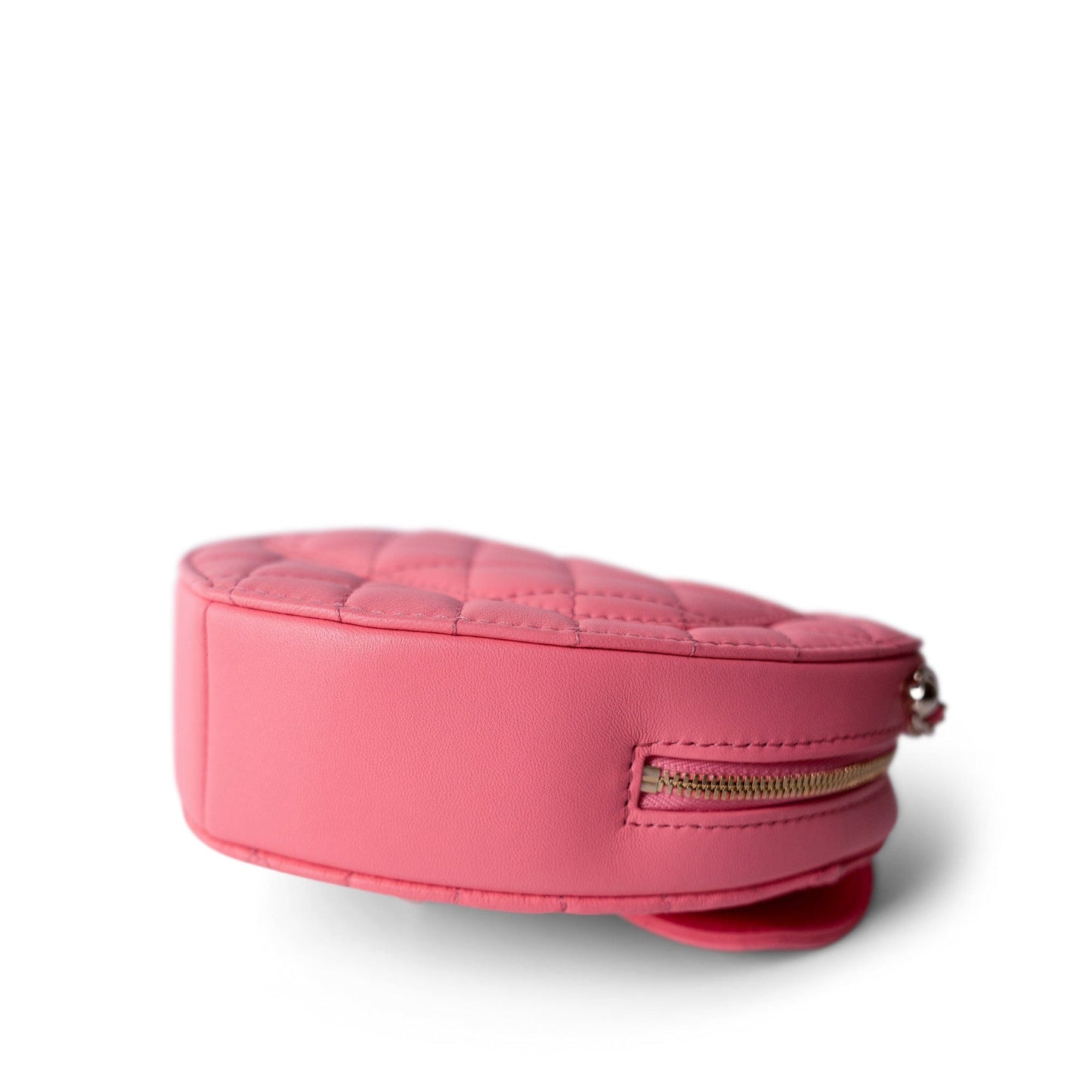 22S Pink Lambskin Quilted Large Heart Bag Light Gold Hardware