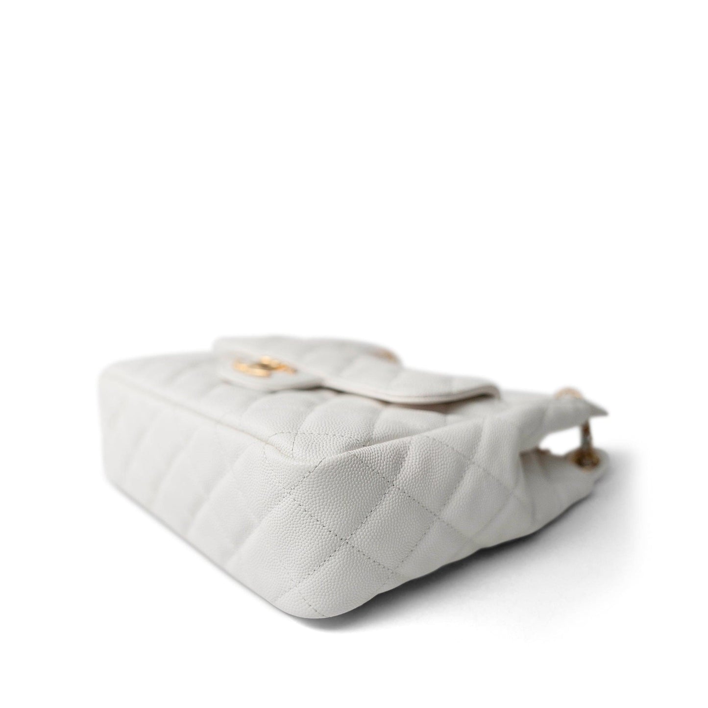 23C White Caviar Quilted Medium/Large Hobo Bag Aged Gold Hardware