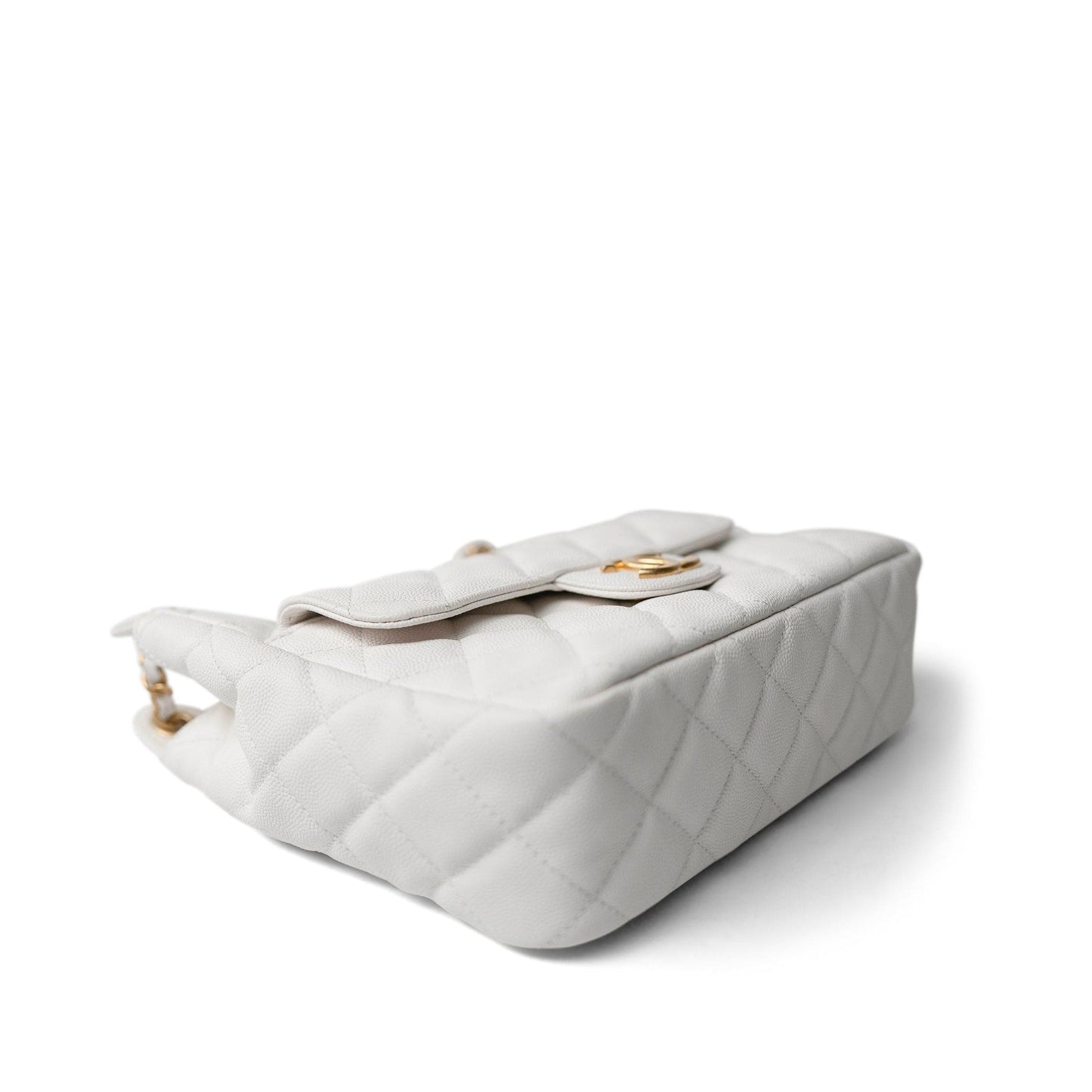 23C White Caviar Quilted Medium/Large Hobo Bag Aged Gold Hardware