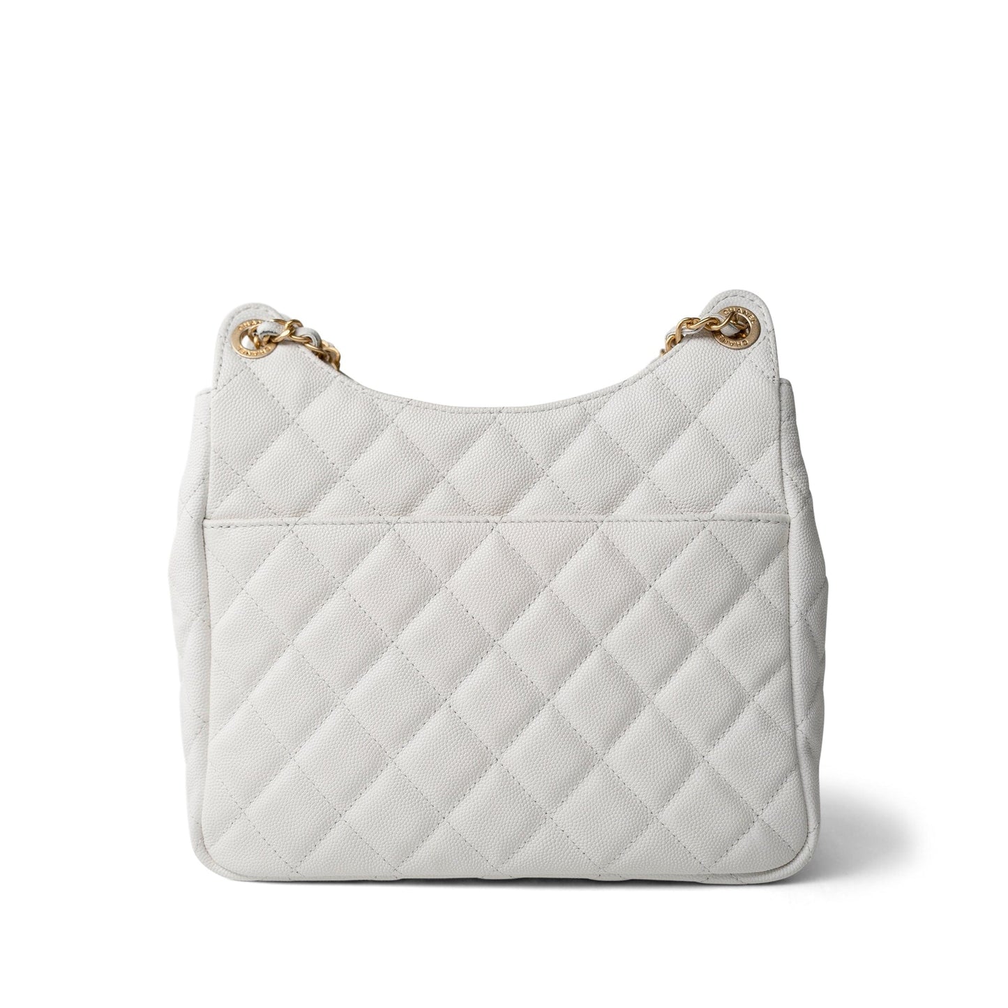 23C White Caviar Quilted Medium/Large Hobo Bag Aged Gold Hardware