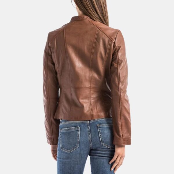 Casual Brown Slim Fit Women Leather Jacket